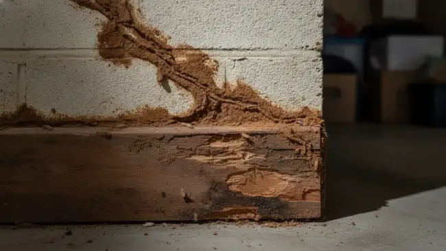 Termite damage close-up or Perth termite risk zone map